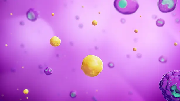 Illustration showing cytokines sending signals to various cell types including immune cells, keratinocytes, fibroblasts, and endothelial cells depicting their role in directing the immune response in HS